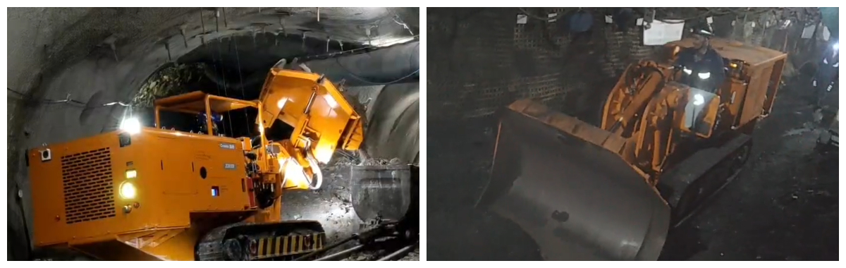 Carregador de rochas para descarga lateral de túnel